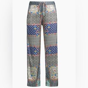 Johnny was silk patchwork trouser pants drawstring waist sz M Kachina divine